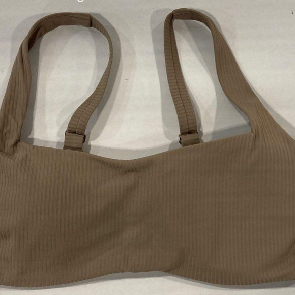 NEW!! Women’s Athleta Square Neck Rib Bikini Top Size 34 B/C Taupe - Picture 4 of 4
